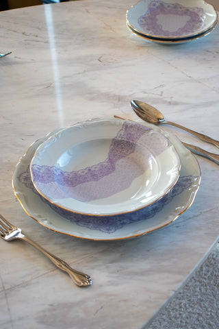 PORCELAIN PLATE 27 CM VOLENTE DENTELLE LILAC