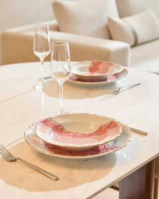 PORCELAIN PLATE 27 CM VOLENTE DENTELLE CORAL